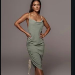 SOLD —JLUXLABEL sage bahari ruched linen dress